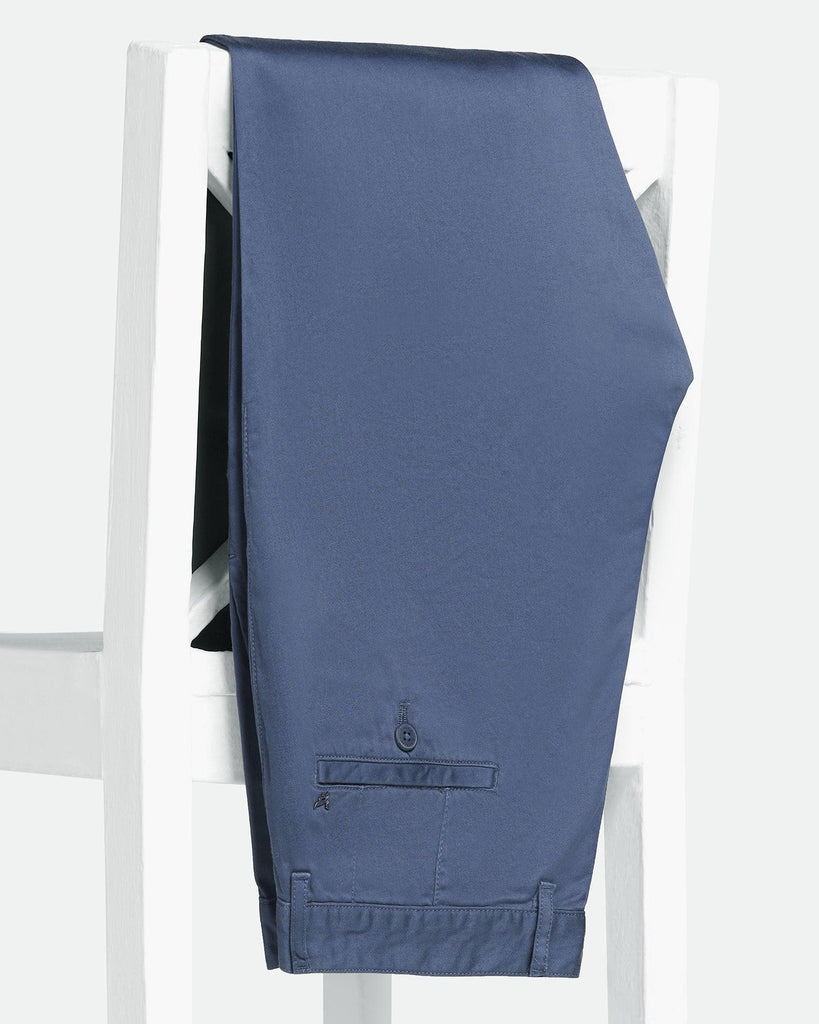 Slim Fit B-91 Casual Ink Blue Solid Khakis - Mark