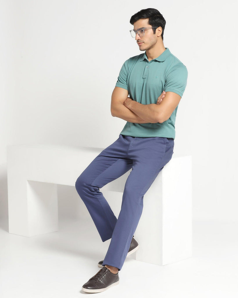 Slim Fit B-91 Casual Ink Blue Solid Khakis - Mark