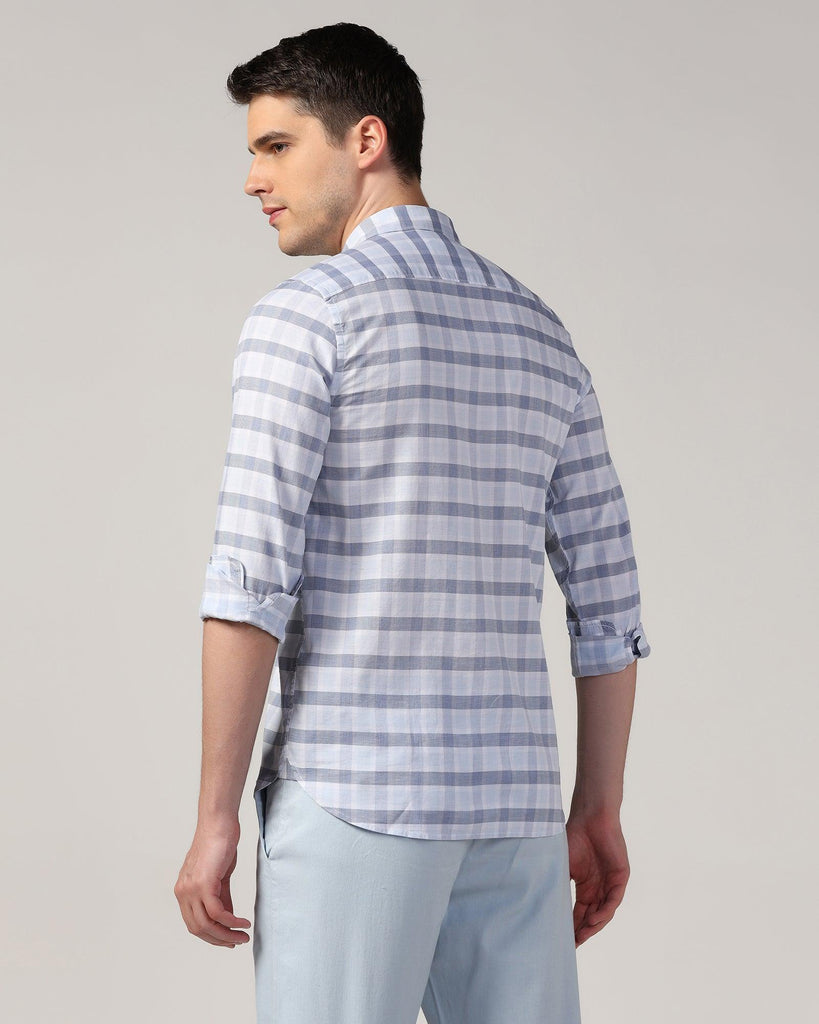 Casual Light Blue Check Shirt - Autumn