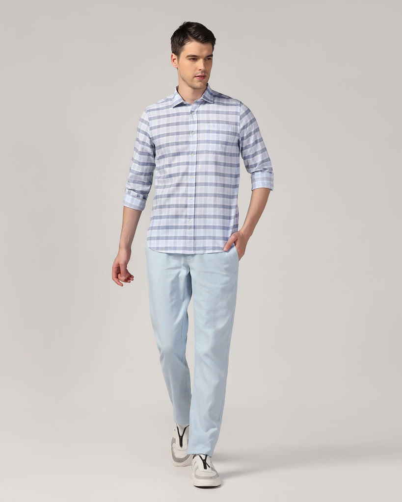 Casual Light Blue Check Shirt - Autumn