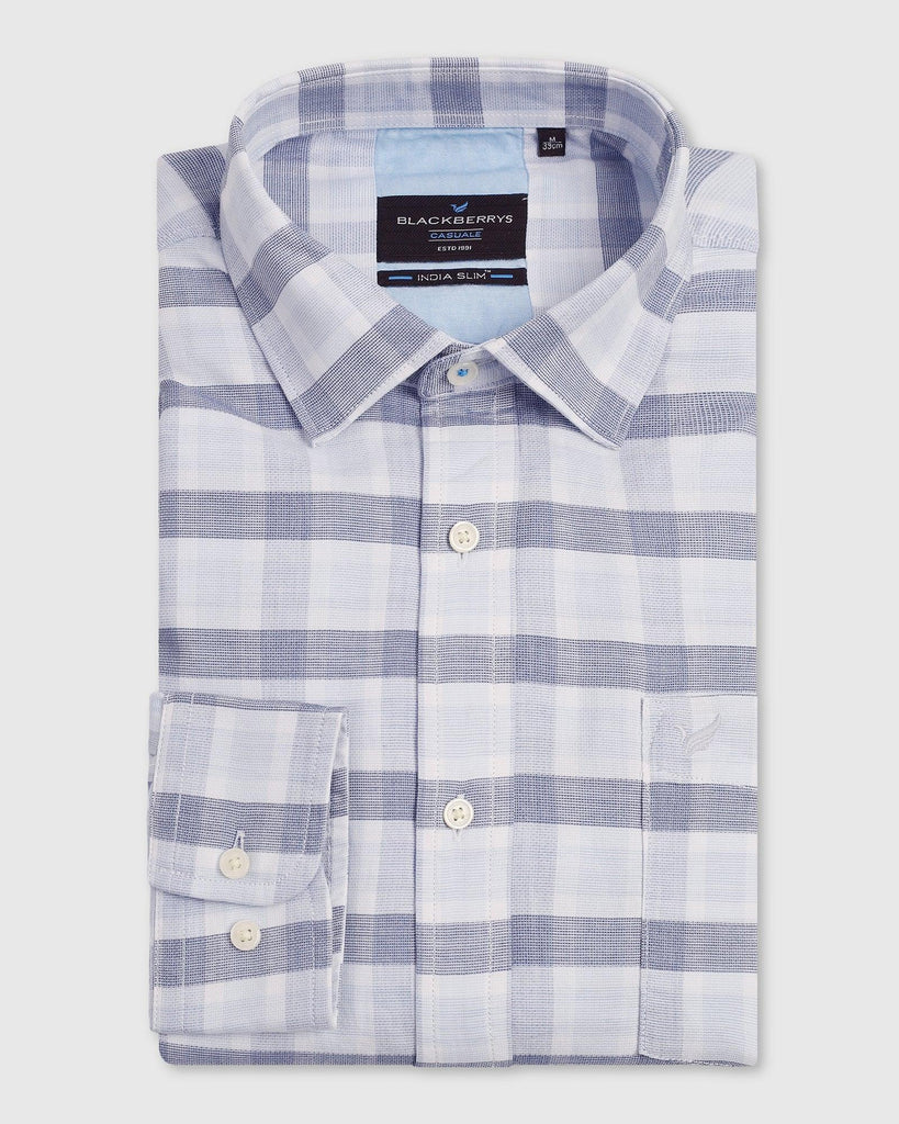 Casual Light Blue Check Shirt - Autumn