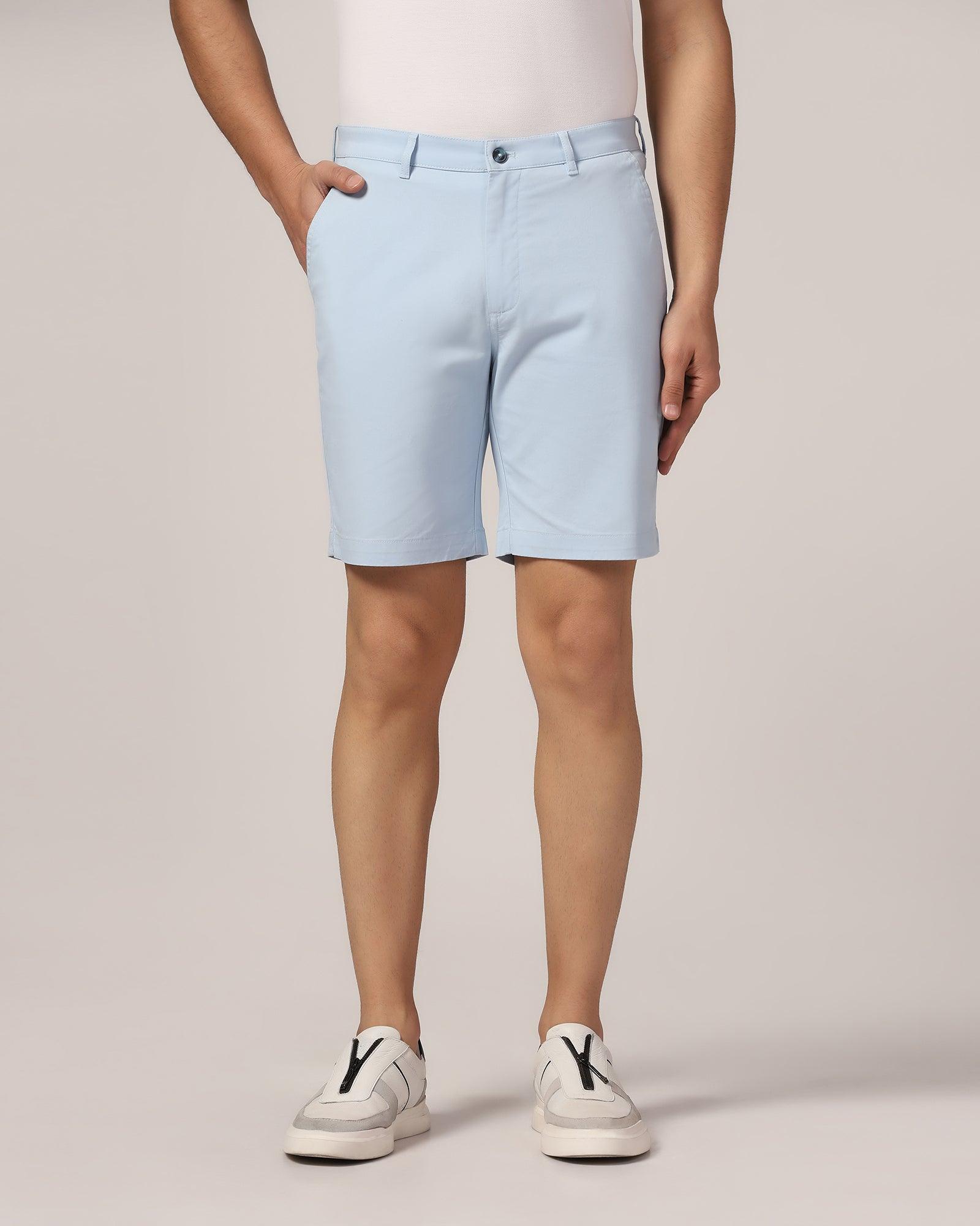 Casual Light Blue Solid Shorts - Frank - Blackberrys