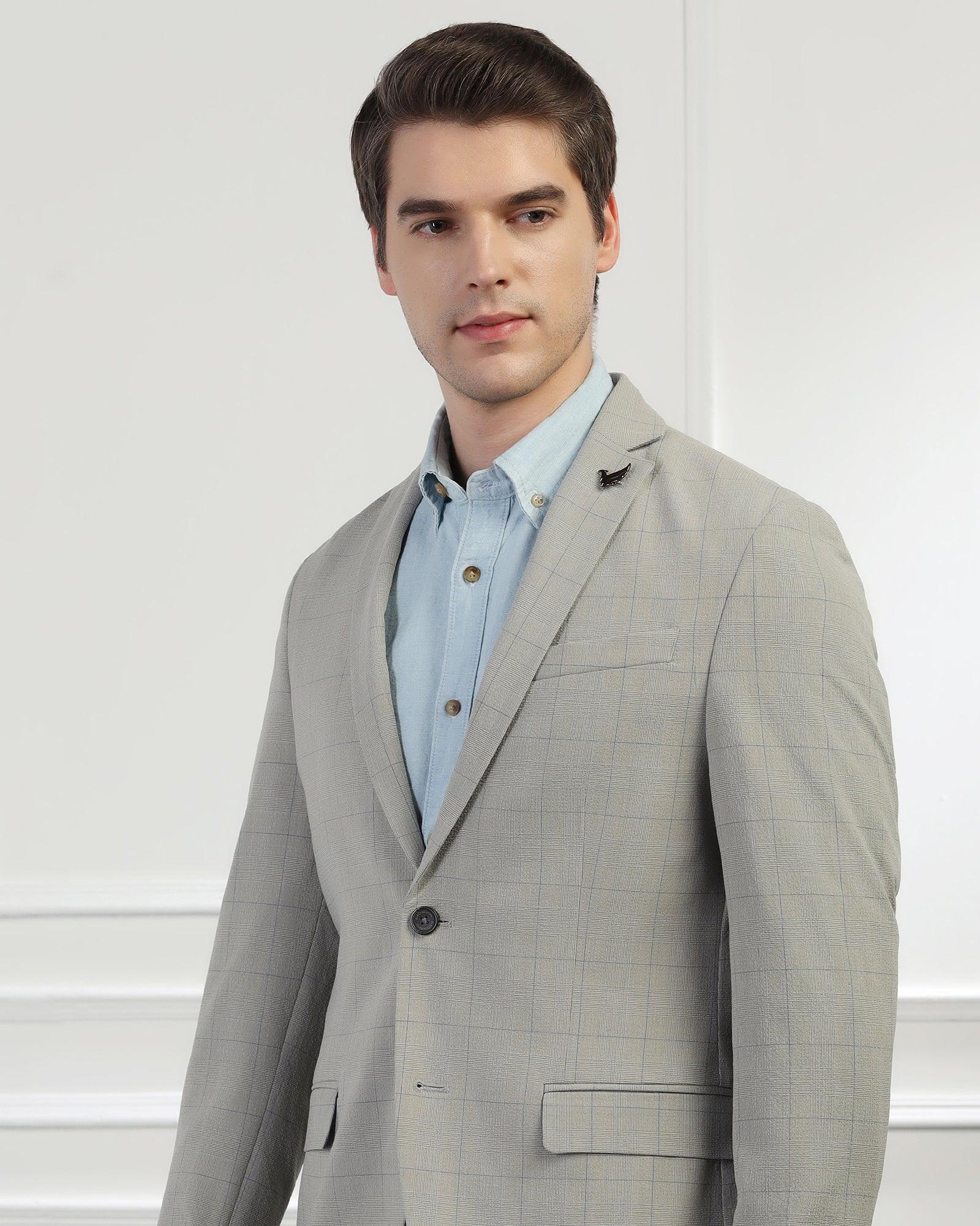 Casual Light Grey Check Blazer - Marcus - Blackberrys