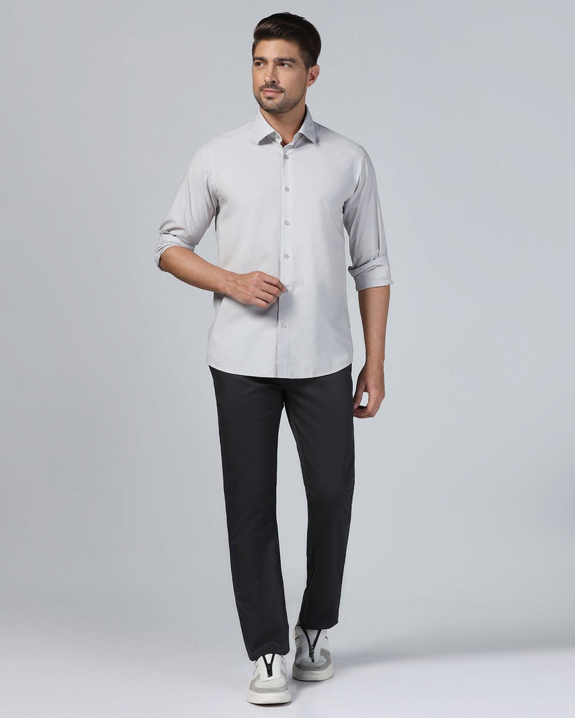 Casual Light Grey Solid Shirt - Lujo