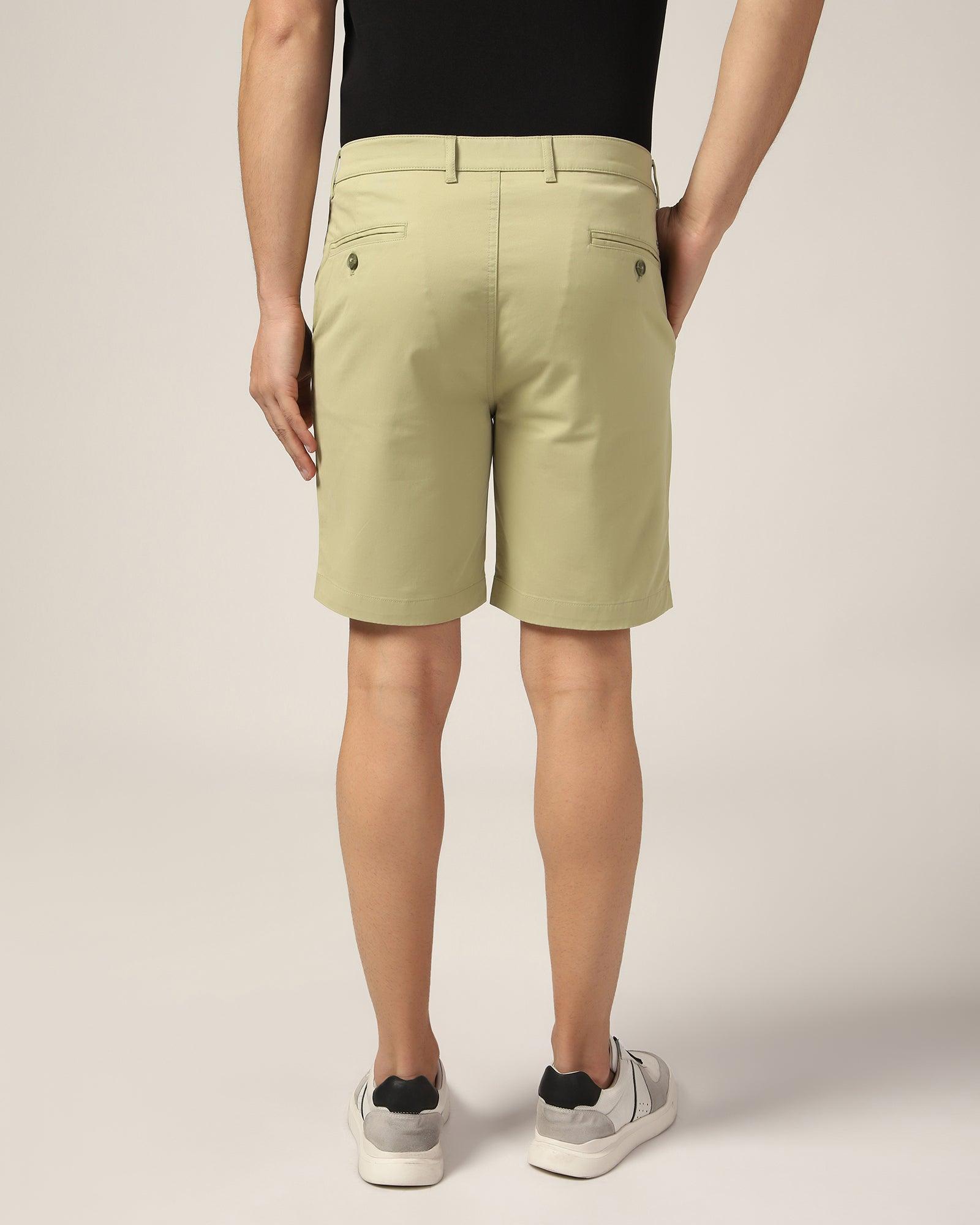 Casual Light Olive Solid Shorts - Frank