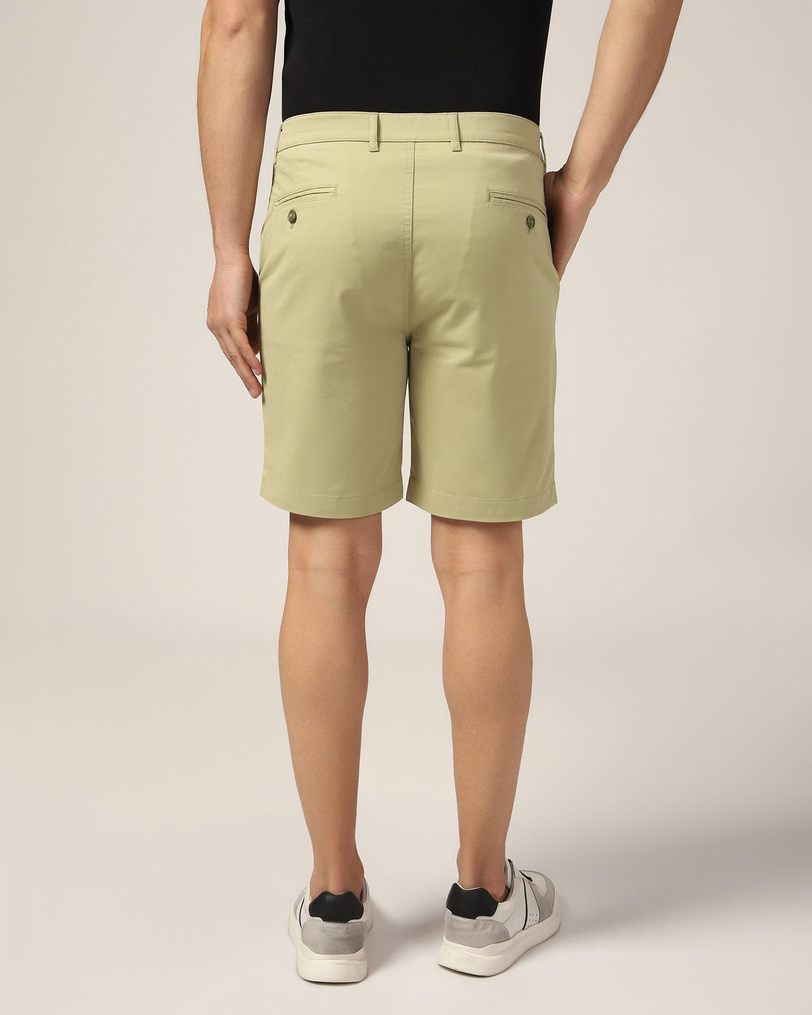 Casual Light Olive Solid Shorts - Frank - Blackberrys