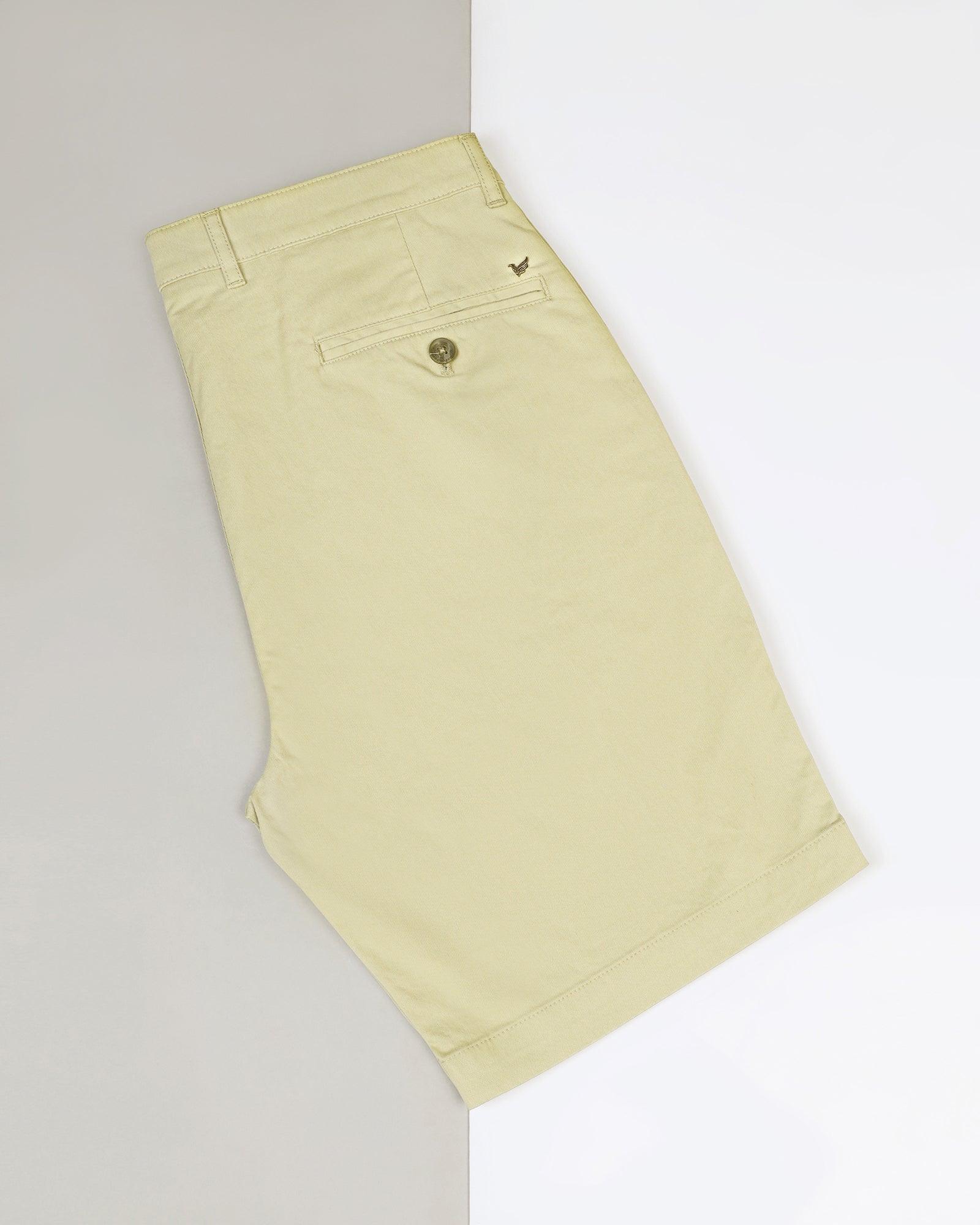 Casual Light Olive Solid Shorts - Frank - Blackberrys