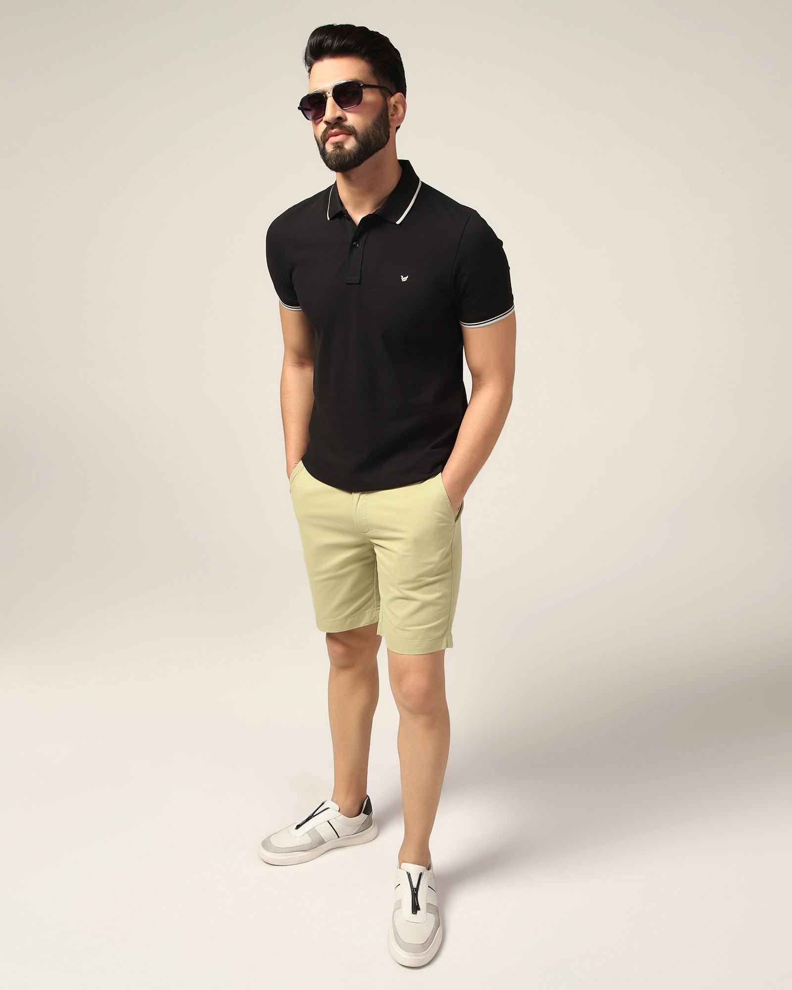 Casual Light Olive Solid Shorts - Frank - Blackberrys