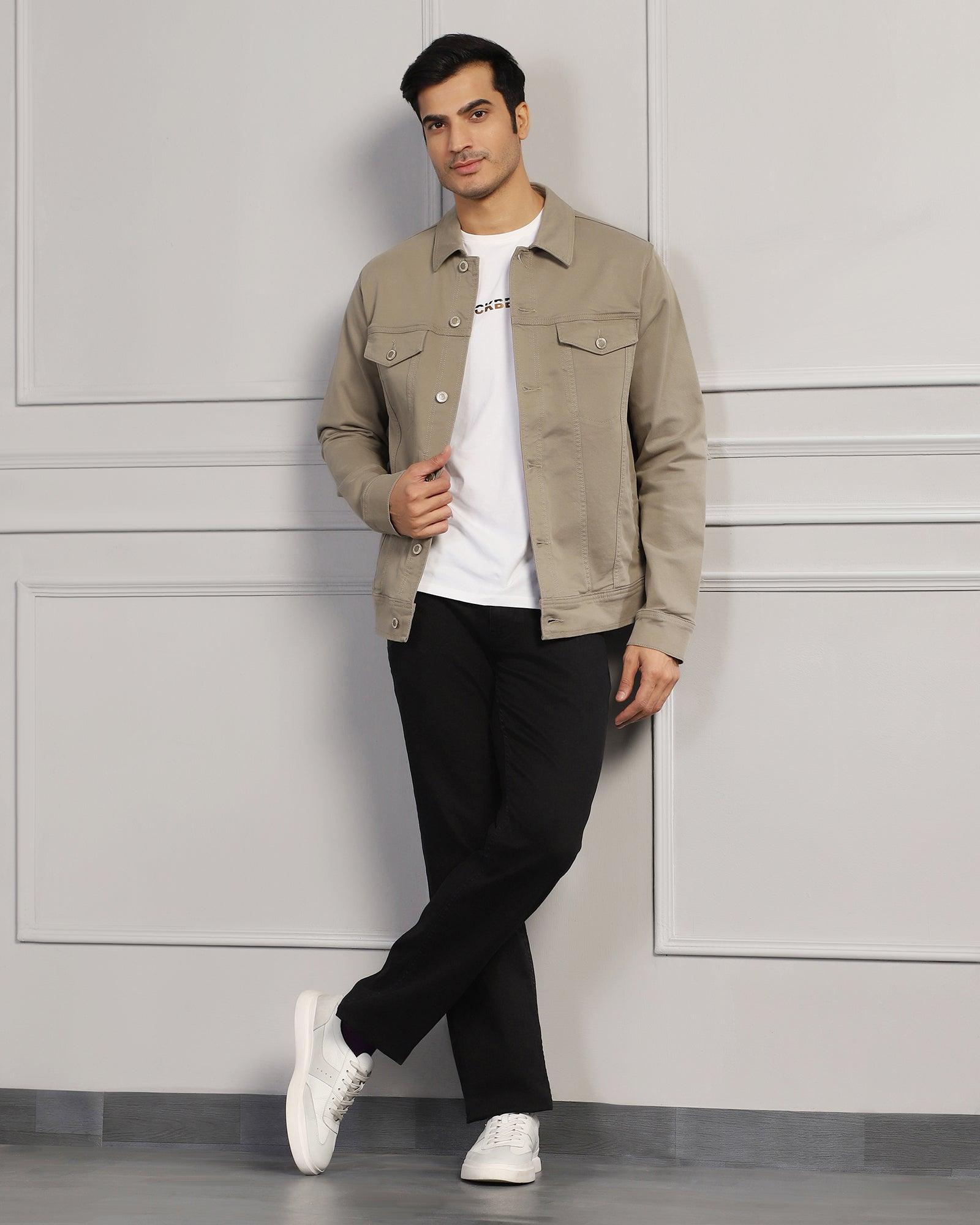 Casual Light Olive Solid Jacket - Rudy - Blackberrys