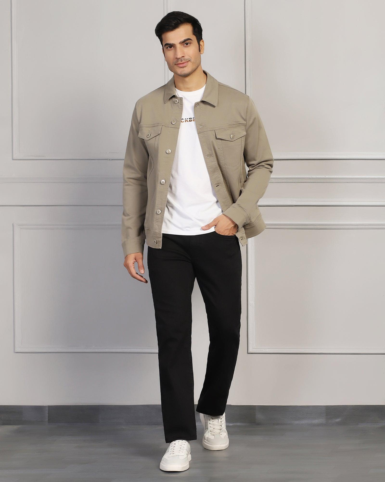 Casual Light Olive Solid Jacket - Rudy - Blackberrys