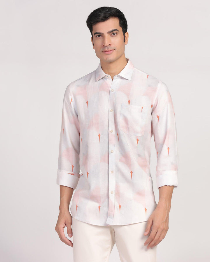 Linen Casual Lilac Printed Shirt - Shadow