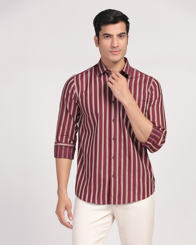 Casual Maroon Stripe Shirt - Vegas