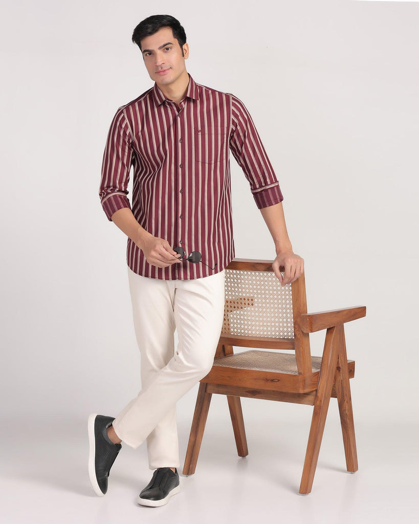 Casual Maroon Stripe Shirt - Vegas