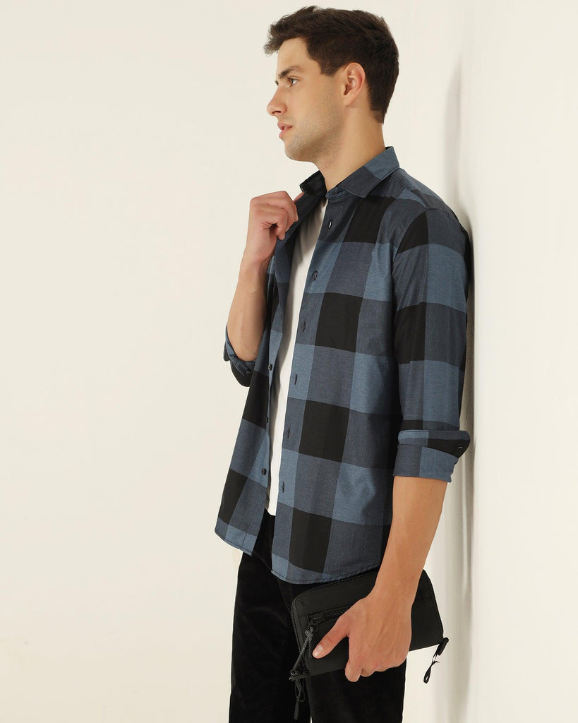 Casual Navy Check Shirt - Sienna