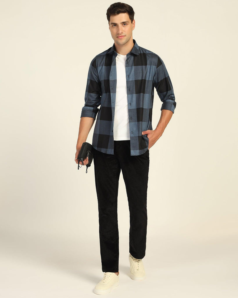 Casual Navy Check Shirt - Sienna