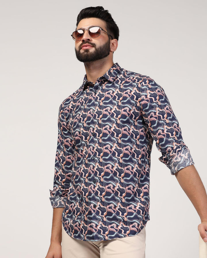 Casual Navy Printed Shirt - Jordan