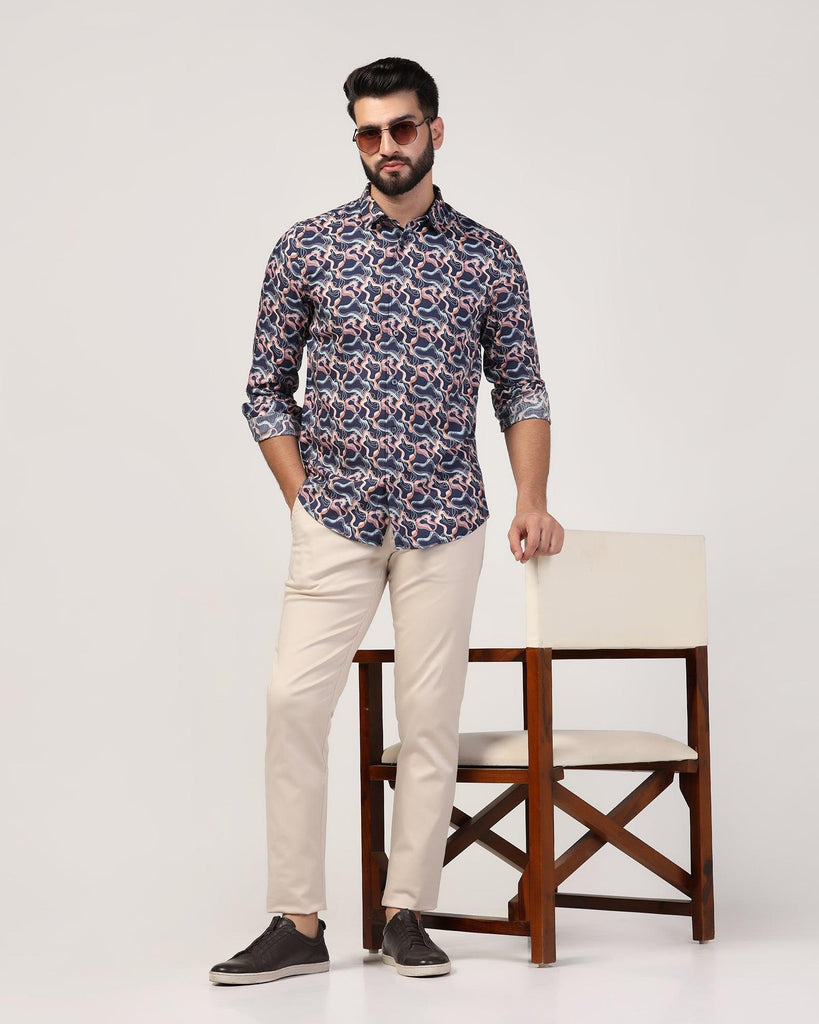 Casual Navy Printed Shirt - Jordan