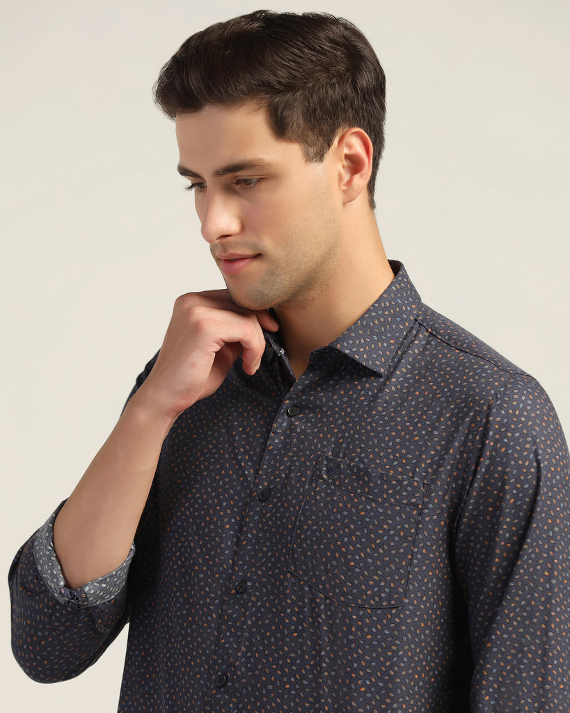 Casual Navy Printed Shirt - Pavic