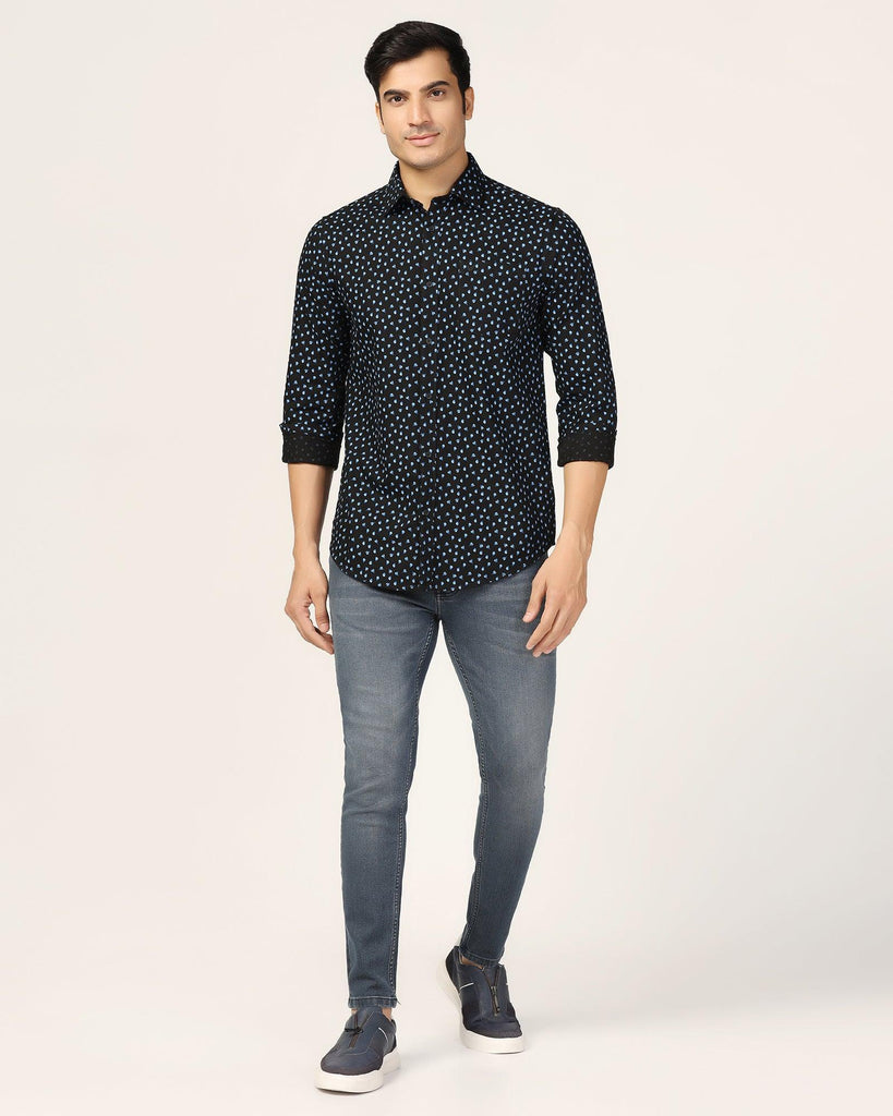 Casual Navy Printed Shirt - Ziff