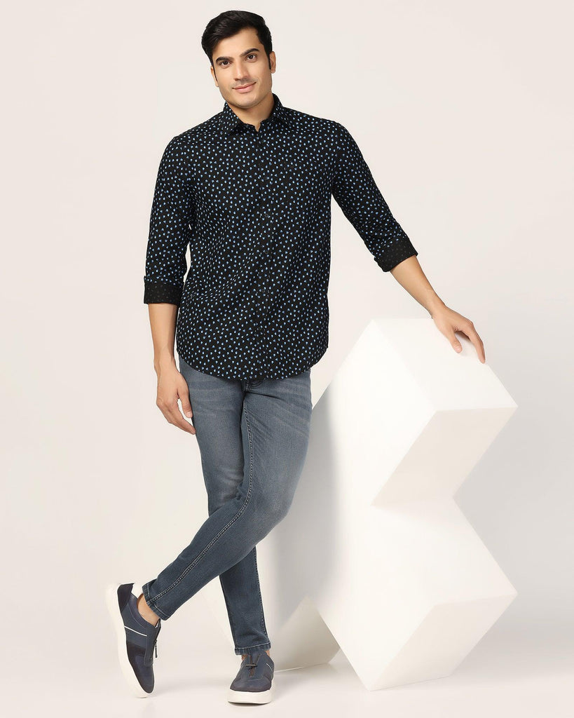 Casual Navy Printed Shirt - Ziff