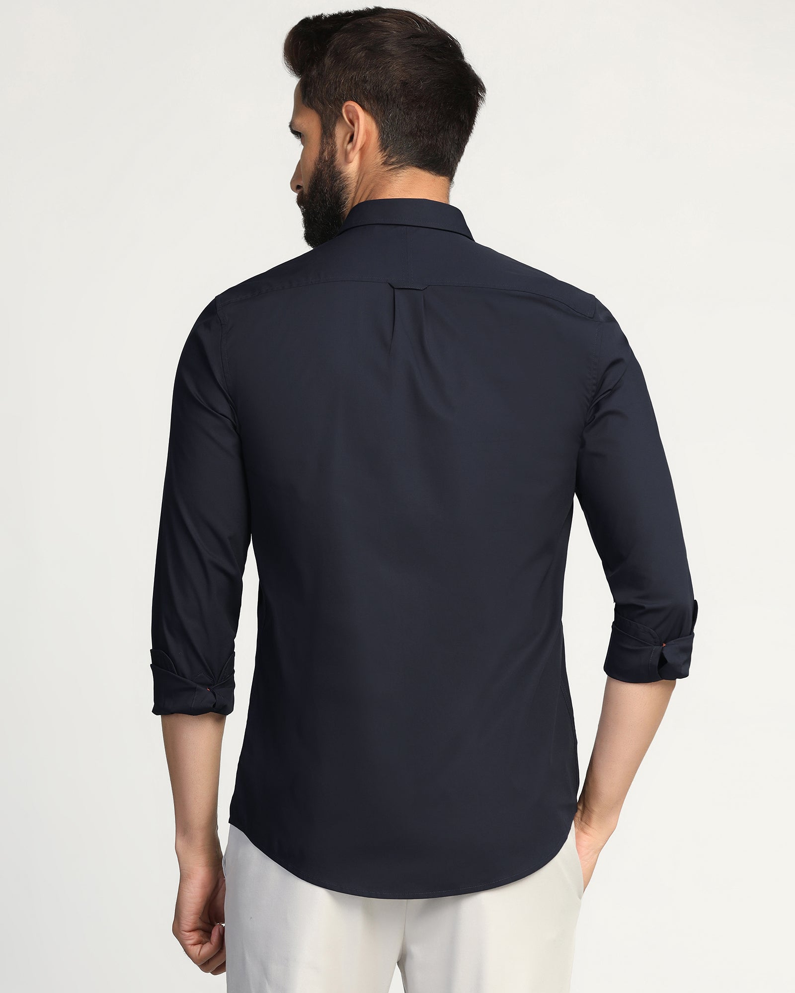 Casual Navy Solid Shirt - Lujo