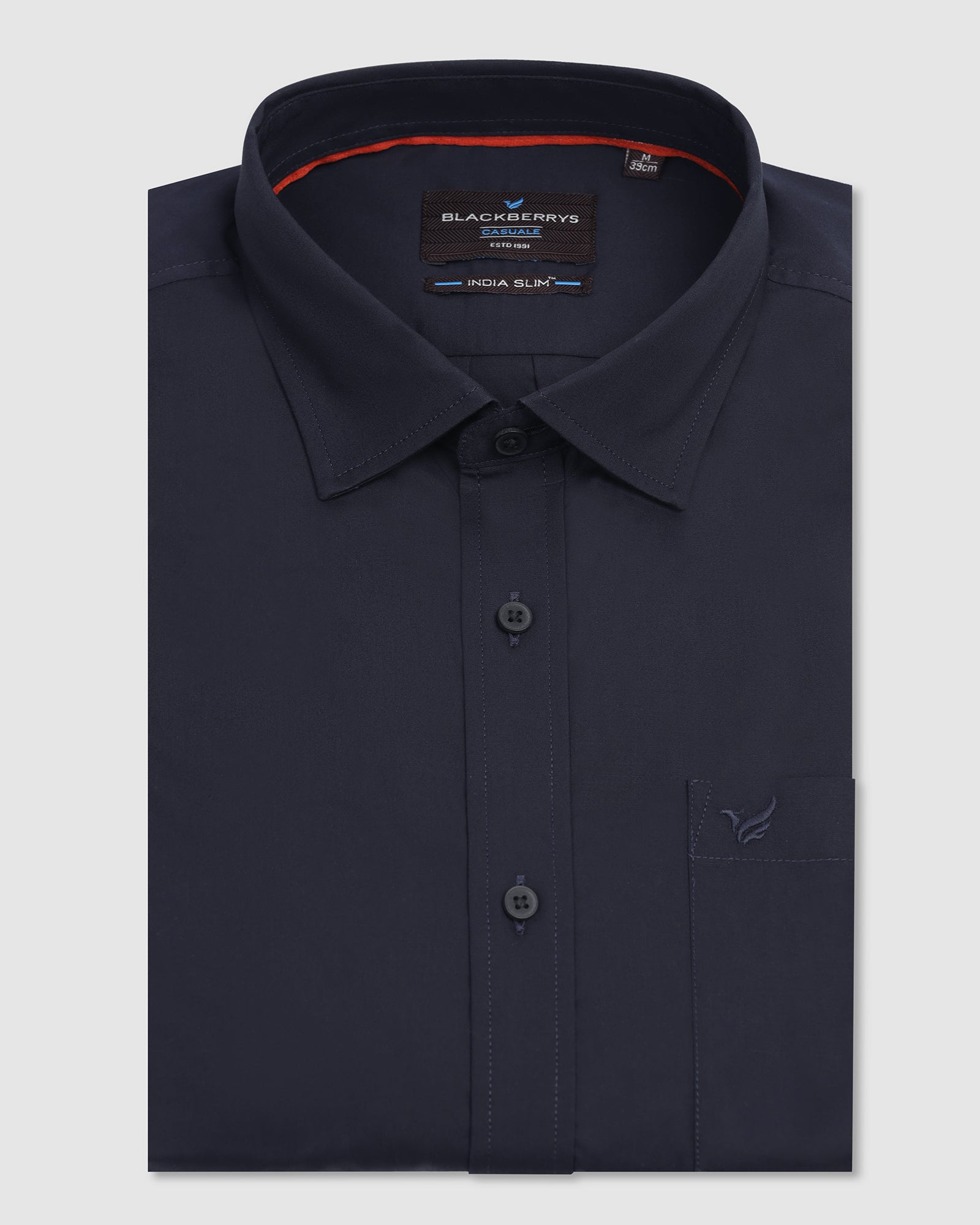 Casual Navy Solid Shirt - Lujo