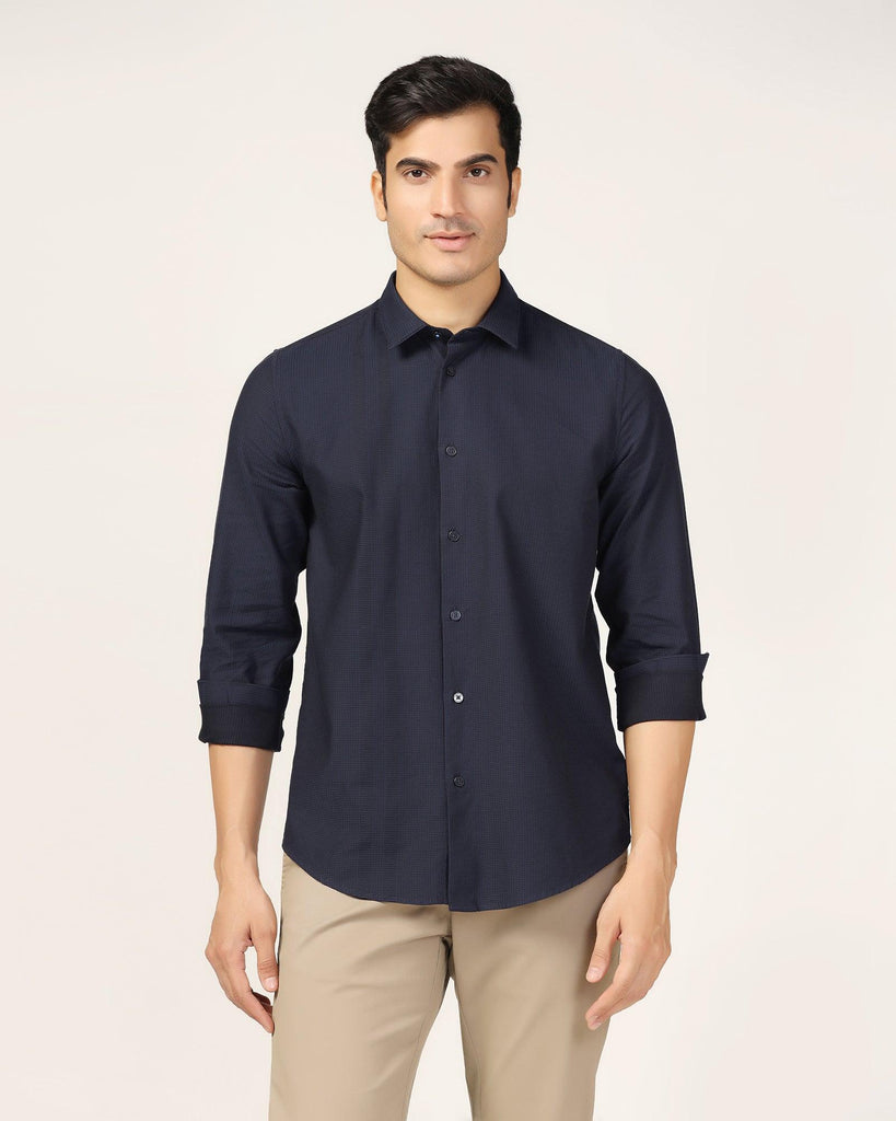 Casual Navy Textured Shirt - Port