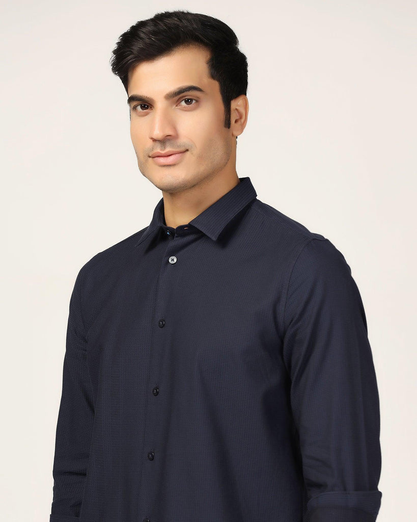 Casual Navy Textured Shirt - Port