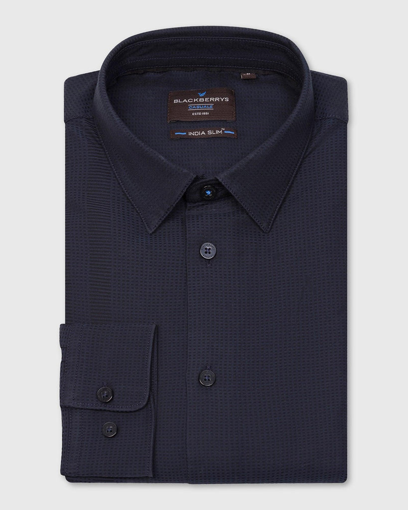 Casual Navy Textured Shirt - Port