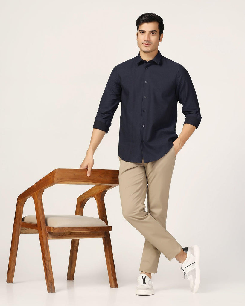 Casual Navy Textured Shirt - Port