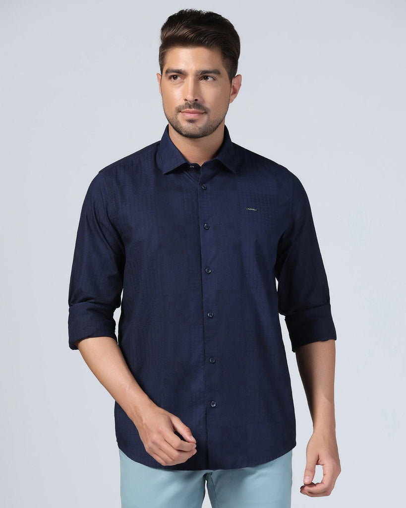 Casual Navy Textured Shirt - Forest