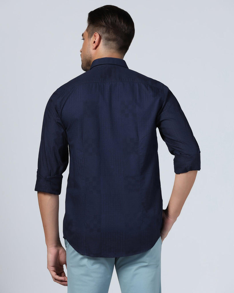 Casual Navy Textured Shirt - Forest