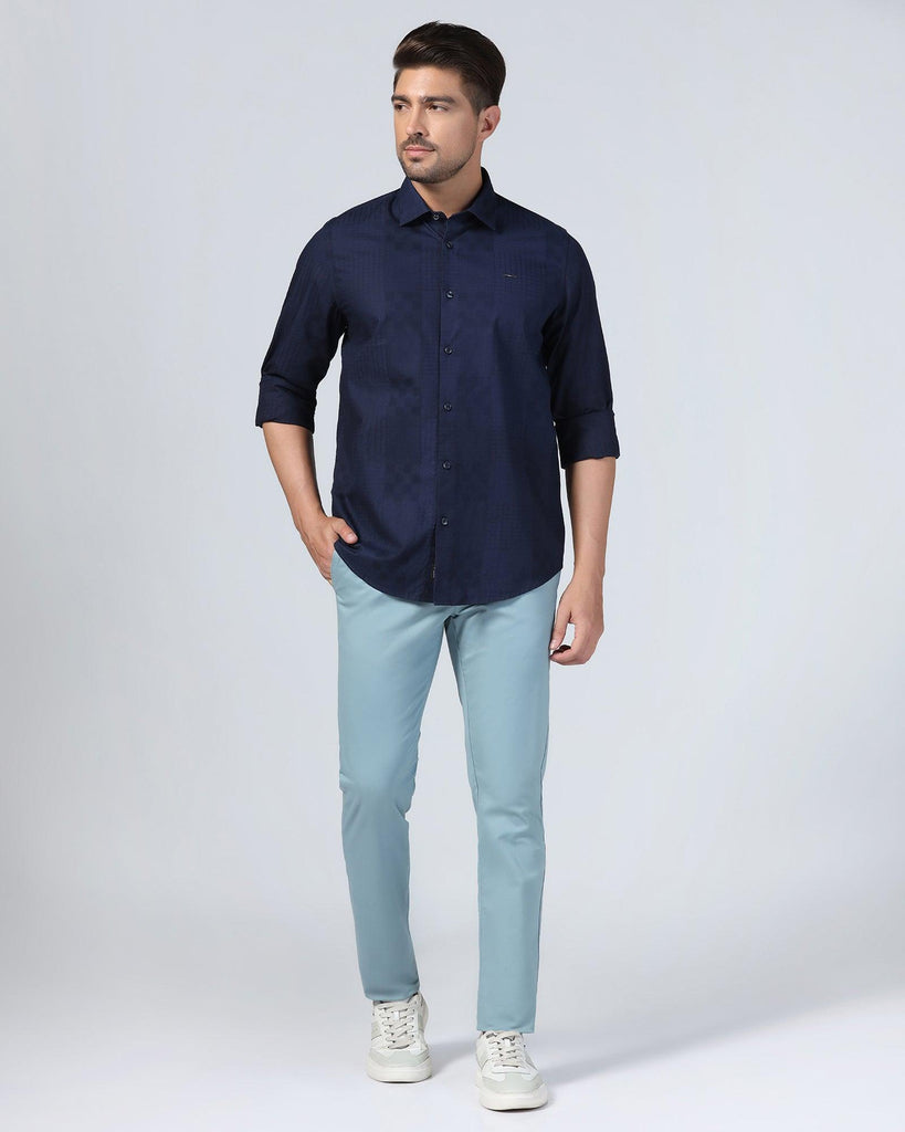 Casual Navy Textured Shirt - Forest