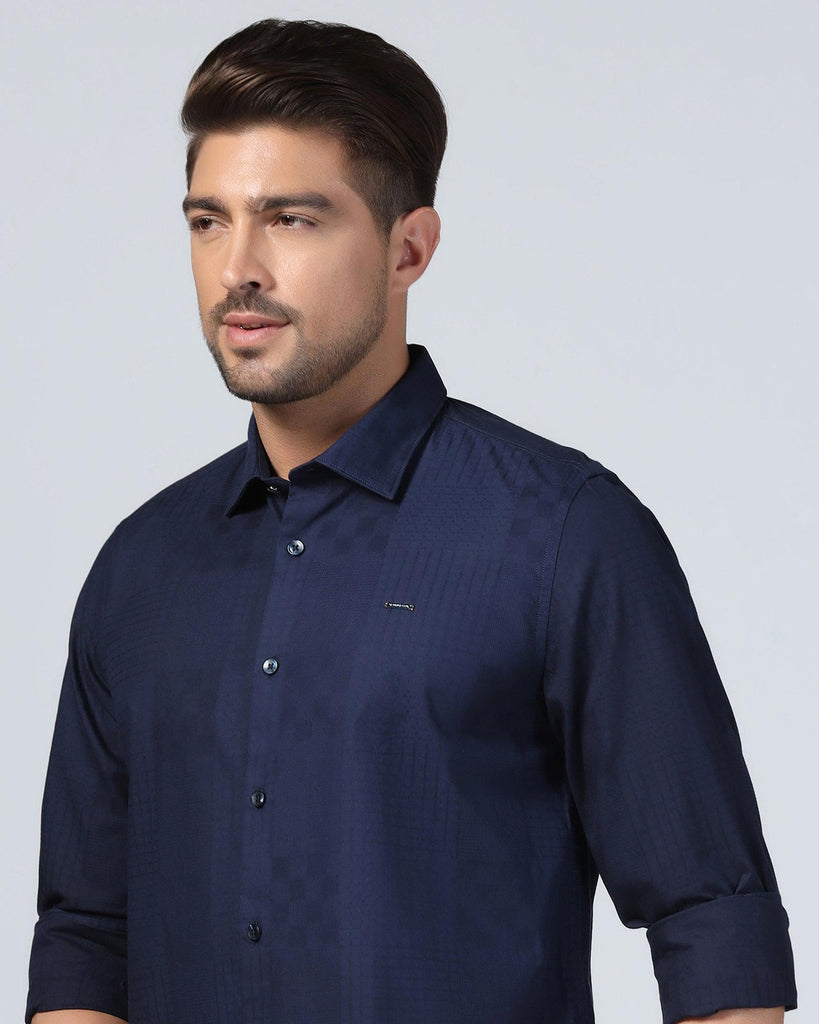 Casual Navy Textured Shirt - Forest