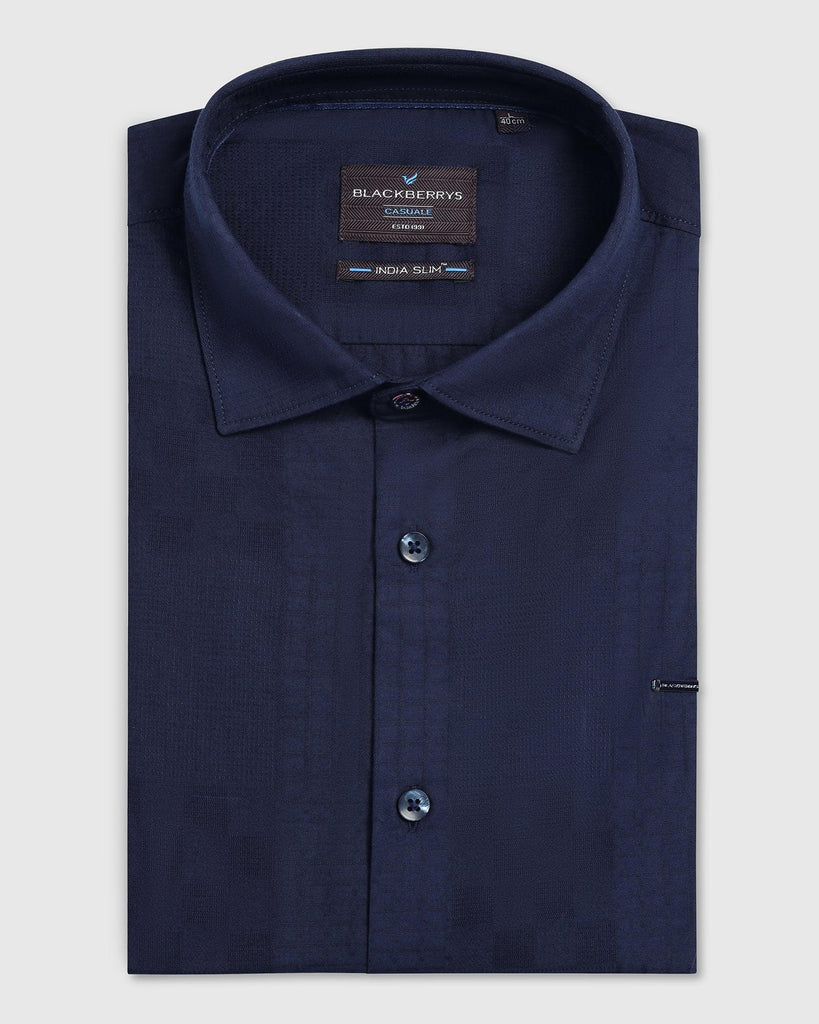 Casual Navy Textured Shirt - Forest