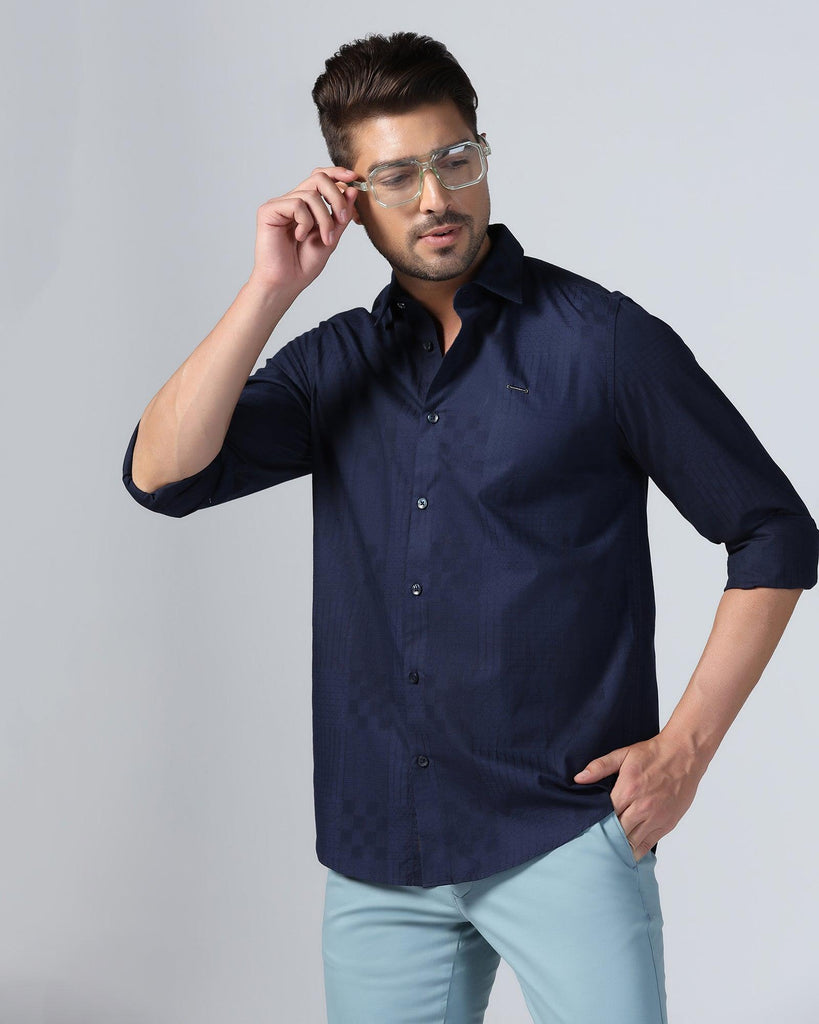 Casual Navy Textured Shirt - Forest