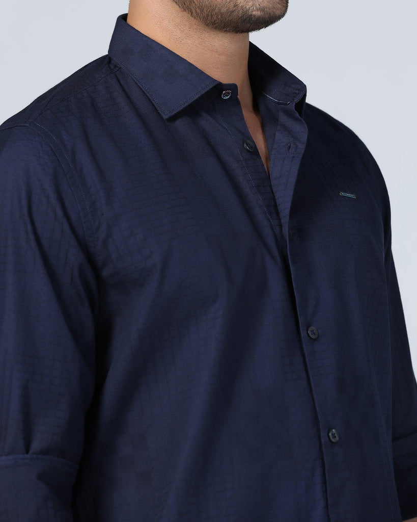 Casual Navy Textured Shirt - Forest