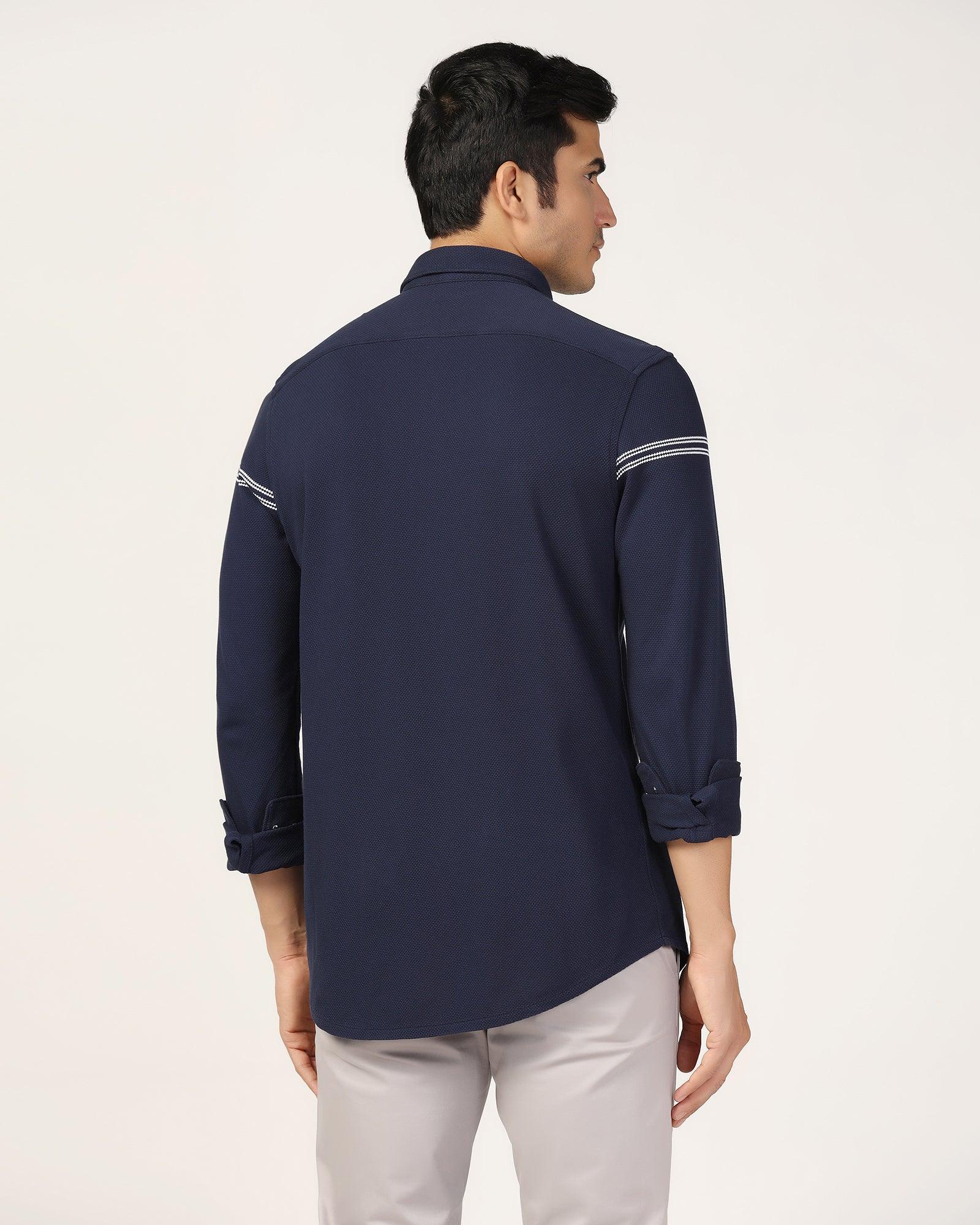 Casual Navy Textured Shirt - Liv - Blackberrys