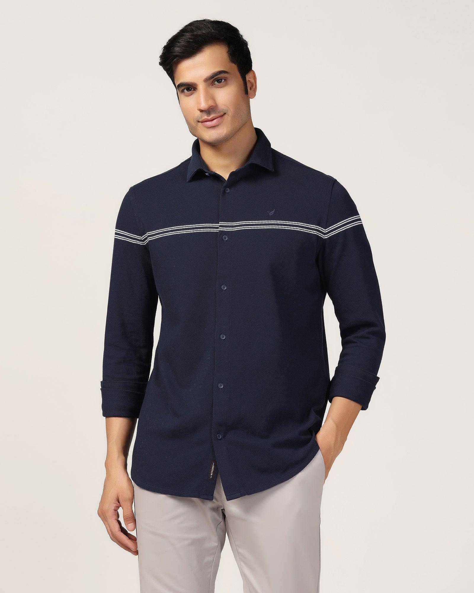 Casual Navy Textured Shirt - Liv - Blackberrys