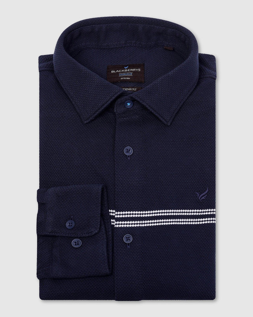 Casual Navy Textured Shirt - Liv