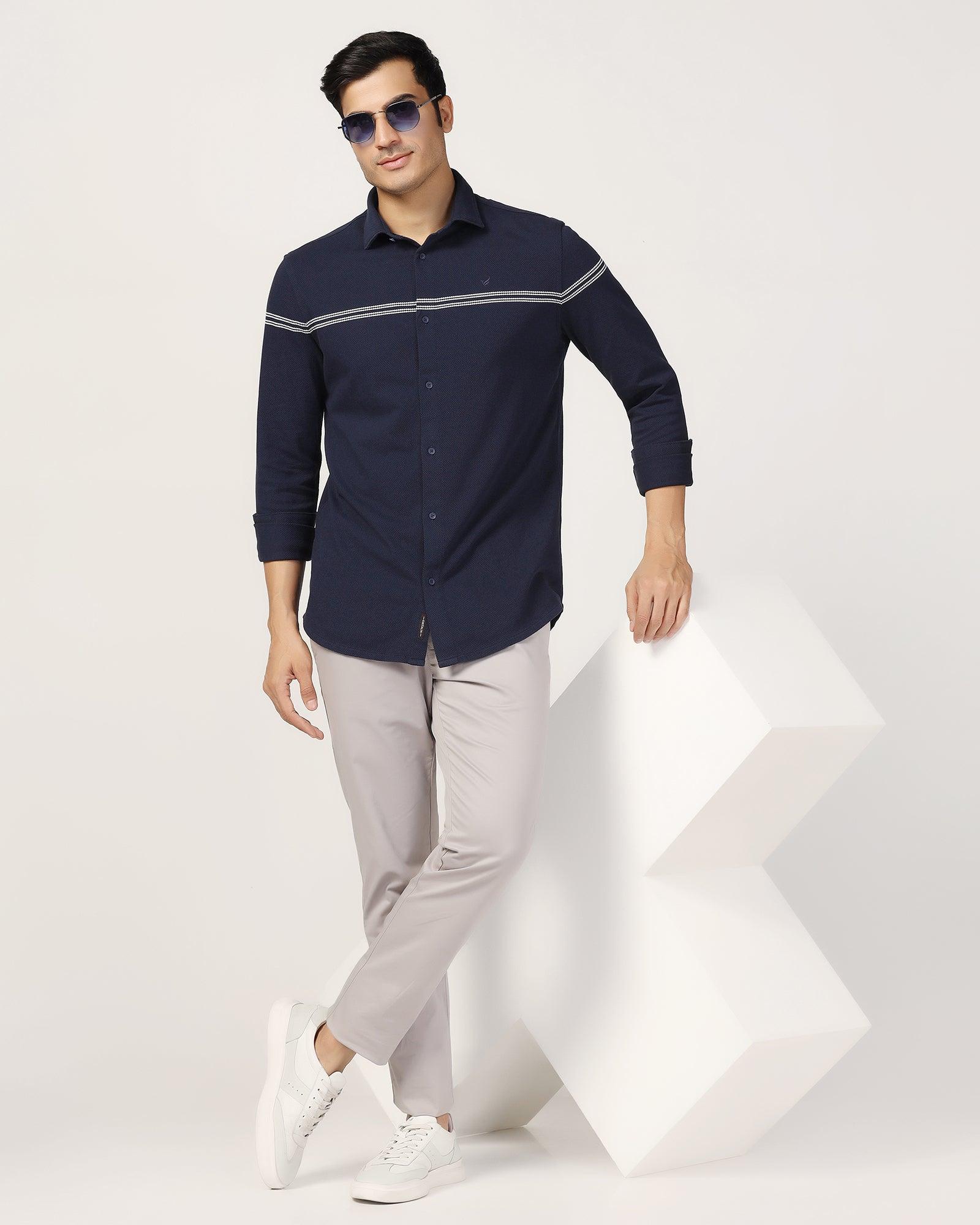Casual Navy Textured Shirt - Liv - Blackberrys