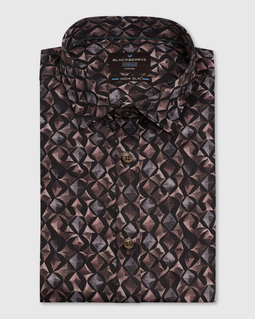 Casual Ochre Printed Shirt - Gaia