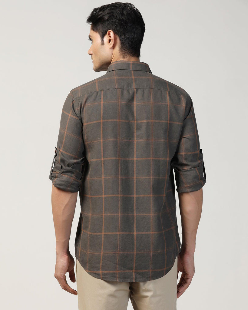 Casual Olive Check Shirt - Kazo