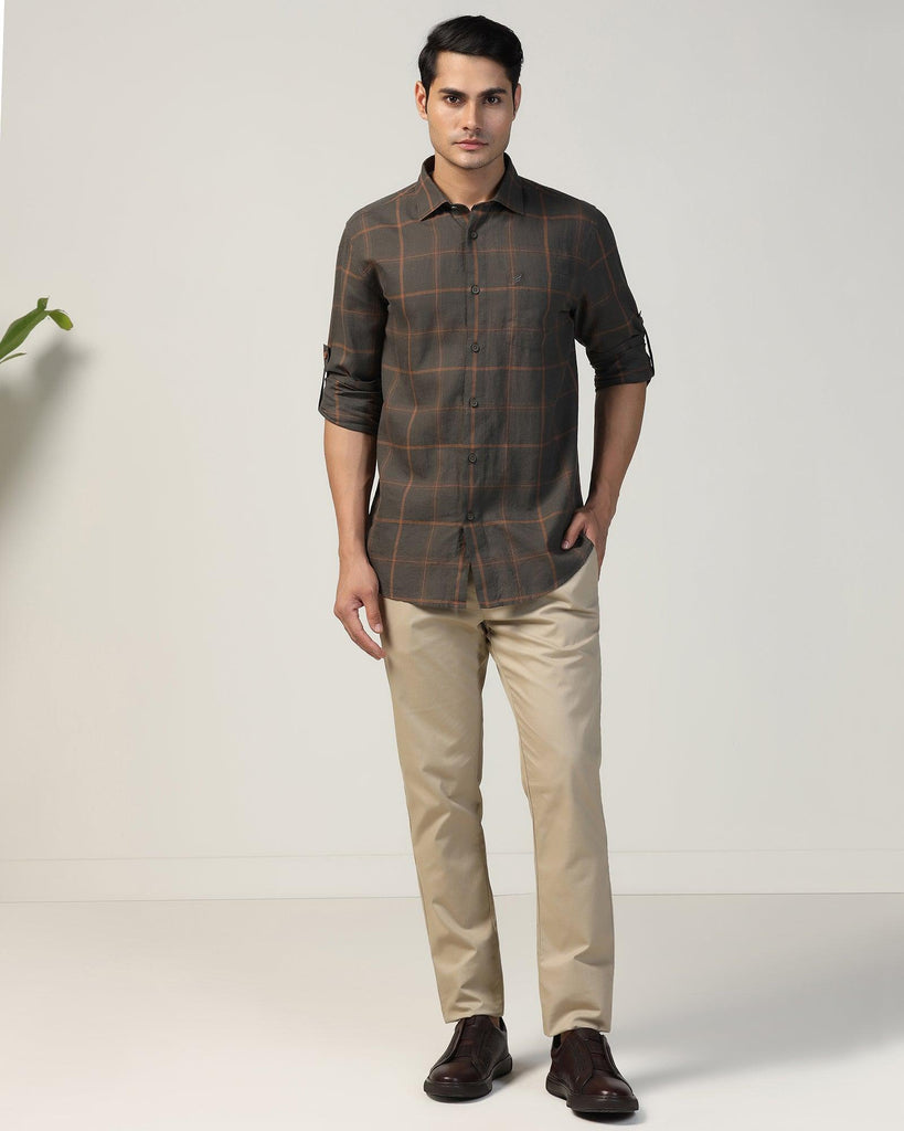 Casual Olive Check Shirt - Kazo