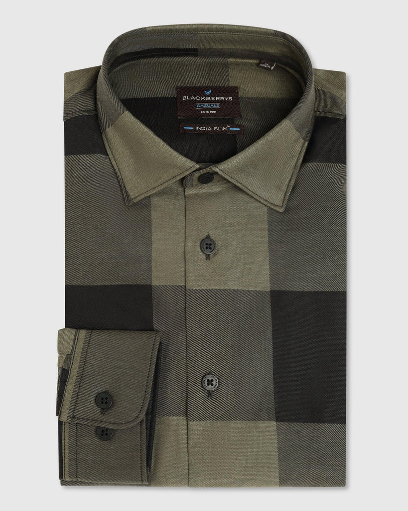 Casual Olive Check Shirt - Sienna