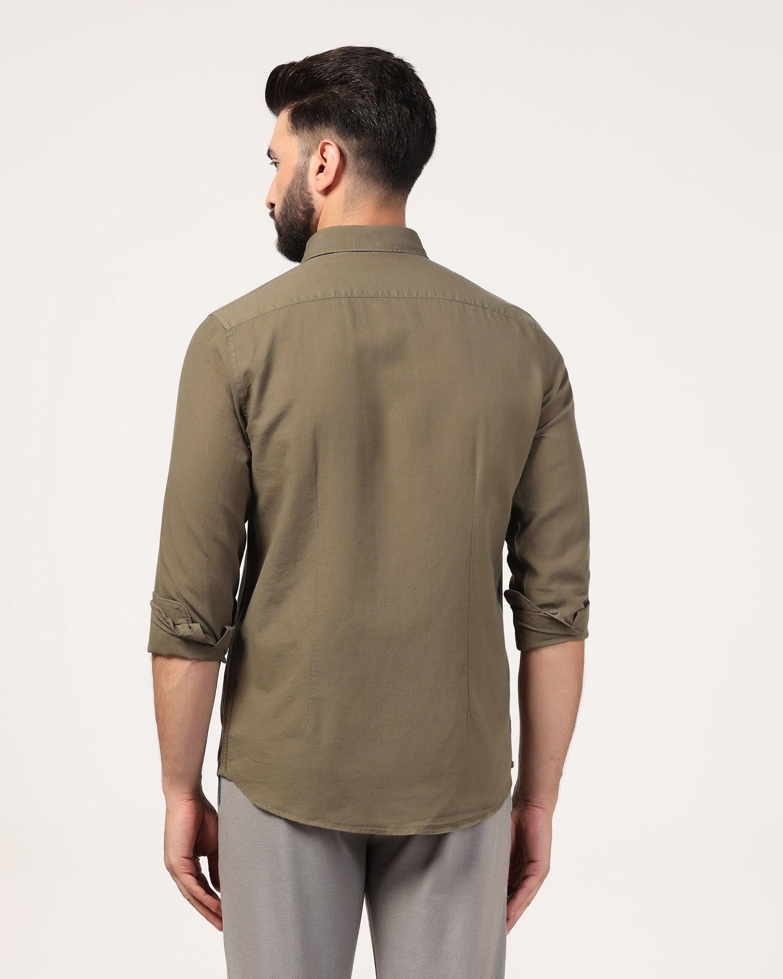 Casual Olive Solid Shirt - Lang