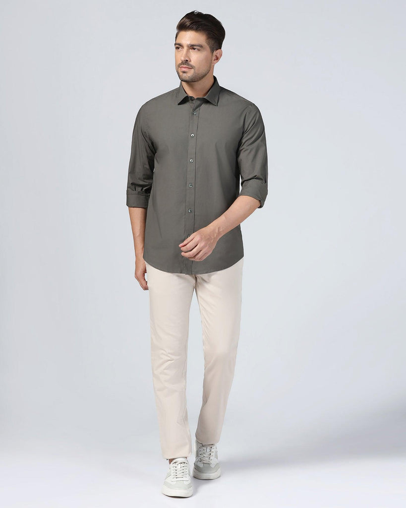 Casual Olive Solid Shirt - Lujo