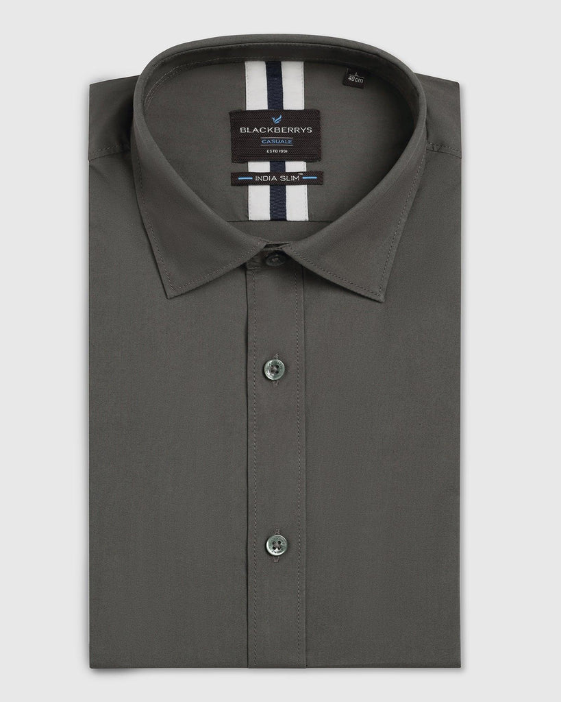 Casual Olive Solid Shirt - Lujo