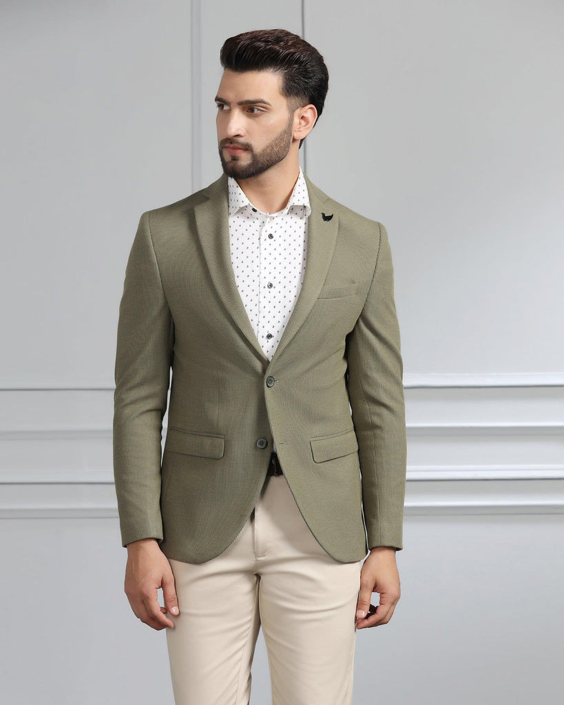 Casual Olive Textured Blazer - Remus