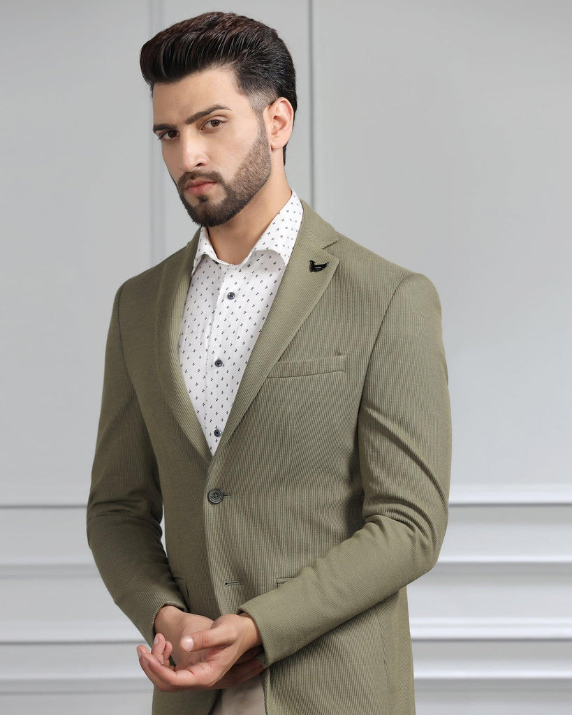 Casual Olive Textured Blazer - Remus